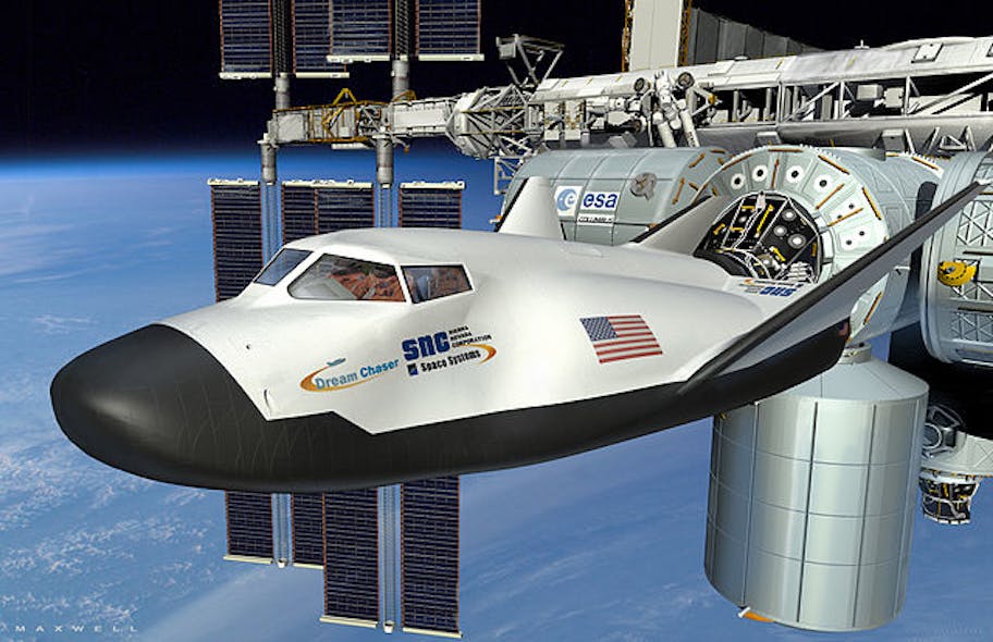 Rendering of a Dream Chaser at the ISS