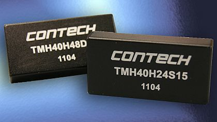 40-Watt DC-DC converter power supplies for still-air environments introduced by Contech