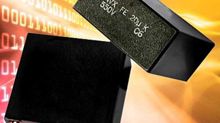 Four-leaded DC link film capacitors for power supplies and inverters introduced by AVX