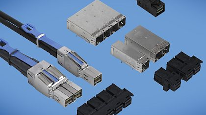 Board connectors and cable assemblies for SAS 2.1 and SAS 3.0 signaling introduced by FCI