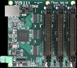 FPGA-based programmable industrial I/O card with 100 BaseT Ethernet introduced by Mesa