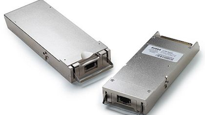 Optical transceiver for high-density 100-gigabit Ethernet and ON uses introduced by Avago