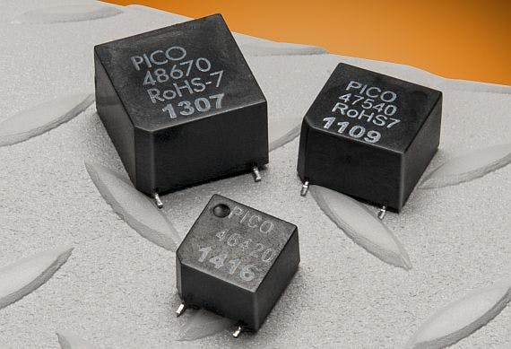 Common-mode inductors for use with AC-DC and DC-DC converters with limited space offered by Pico