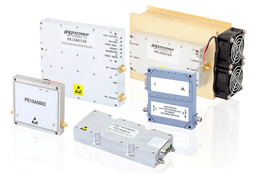 Rugged high-power amplifiers for electronic warfare (EW) and SATCOM introduced by Pasternack
