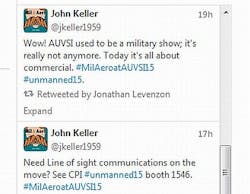 Live twitter feeds this week from AUVSI from Military & Aerospace Electronics and Intelligent Aerospace Live twitter feeds this week from AUVSI from Military & Aerospace Electronics and Intelligent Aerospace