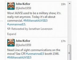 Live twitter feeds this week from AUVSI from Military &amp; Aerospace Electronics and Intelligent Aerospace