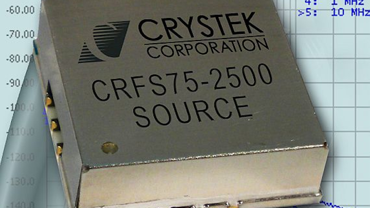 RF and microwave 2.5 GHz phase locked clock source for avionics and radios introduced by Crystek