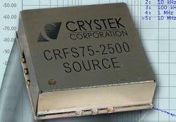 RF and microwave 2.5 GHz phase locked clock source for avionics and radios introduced by Crystek RF and microwave 2.5 GHz phase locked clock source for avionics and radios introduced by Crystek
