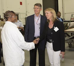 Secaf Deborah Lee James Meets Bell Employee Secaf Deborah Lee James Meets Bell Employee