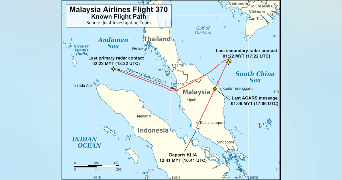 Mh370 Flight Rute Mh370 Flight Path Map Everything We Know (And Don't Know) About The