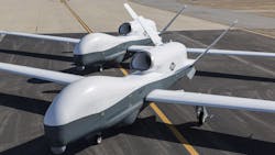The U.S. Navy Northrop Grumman MQ-4C Triton is a large whale-like unmanned aircraft designed for long-range surveillance and maritime patrol.