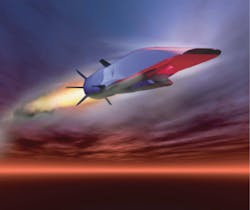 This artist’s rendering of the Waverider Scramjet Engine Demonstrator is yielding propulsion technologies that could be used aboard first-generation hypersonic weapons. This artist’s rendering of the Waverider Scramjet Engine Demonstrator is yielding propulsion technologies that could be used aboard first-generation hypersonic weapons.