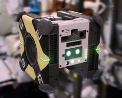 New robot assistants called 'Astrobees,' developed by NASA to assist in the operation of the International Space Station, are equipped with a sizeable payload of cameras and sensors to enable the robotics to navigate the station New robot assistants called 'Astrobees,' developed by NASA to assist in the operation of the International Space Station, are equipped with a sizeable payload of cameras and sensors to enable the robotics to navigate the station