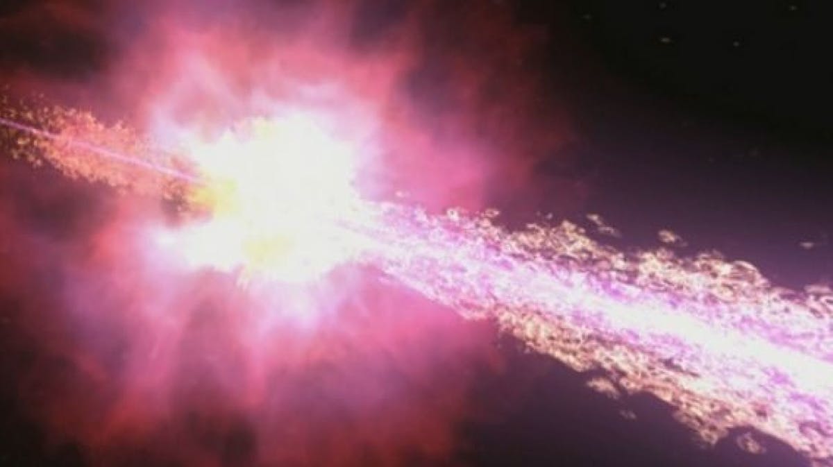 Gamma rays are the most energetic form of light produced by the hottest regions of the universe, such as in this gamma-ray burst, shown here.
