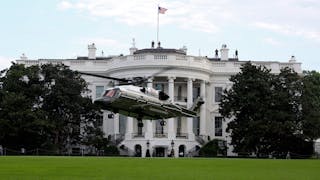 A Sikorsky VH-92 helicopter lands in front of the White House during tests in September 2018.