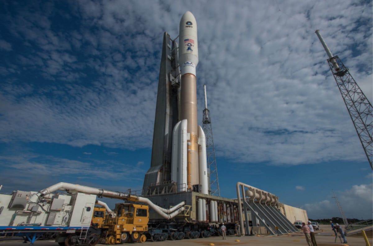 The Atlas 5 rocket, shown above, is one of today&rsquo;s primary launch vehicles for U.S. military satellites.