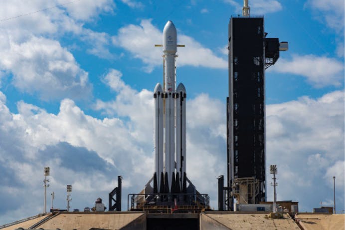 The SpaceX Falcon Heavy uses the company&rsquo;s upgraded Falcon 9 side boosters.