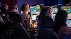 Air Force personnel at Cape Canaveral supervise the launch of a military satellite in 2019.