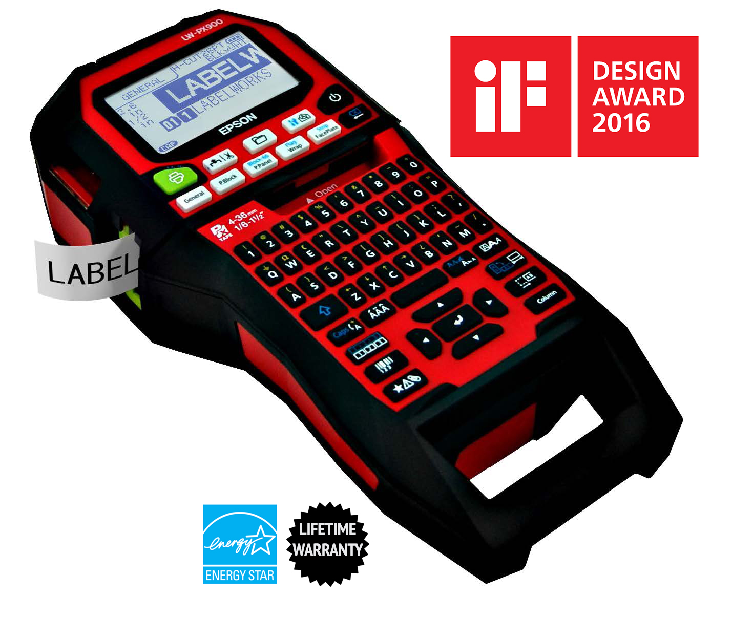 The rugged Epson LabelWorks LW-PX900 thermal transfer adhesive, shrink-tube, barcode and magnetic label printer