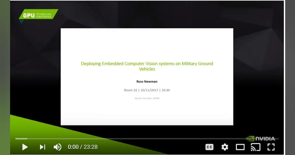 Deploying Embedded Computer Vision systems on Military Ground Vehicles ...