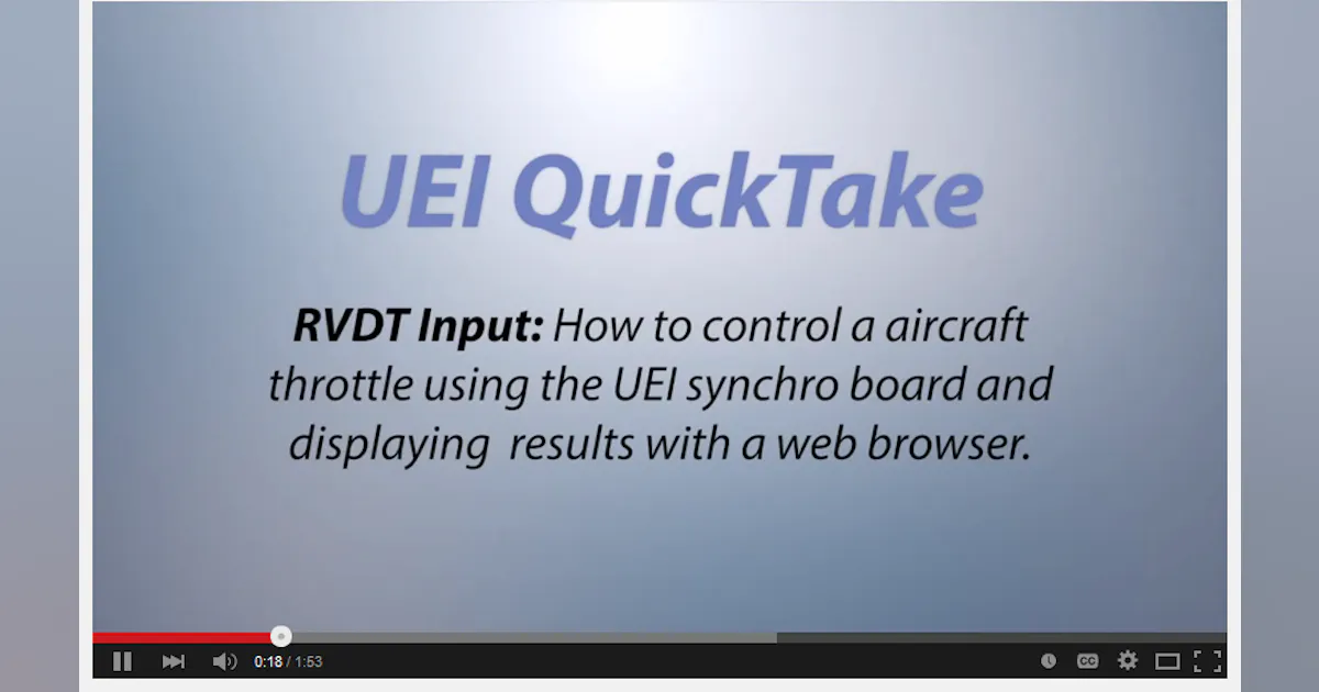 How to control an aircraft throttle using UEI RVDT synchro board and ...