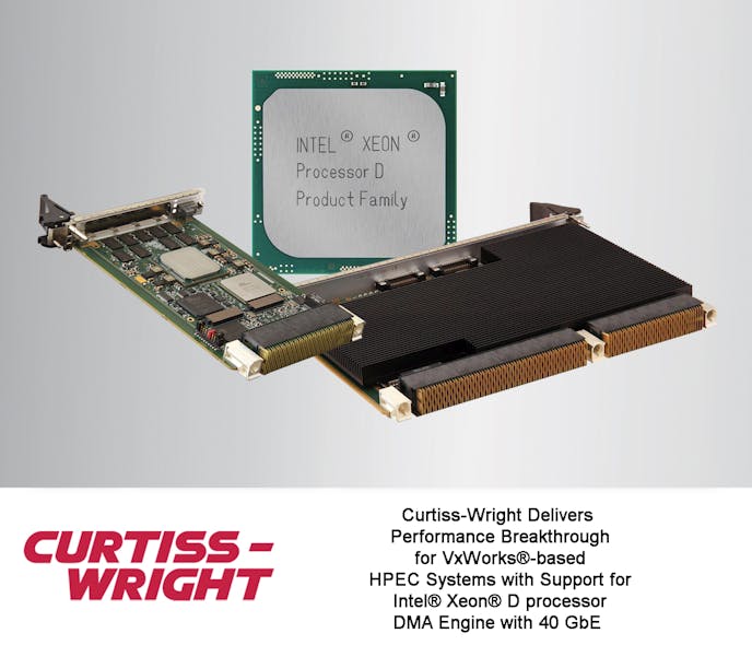 Curtiss-Wright Delivers Performance Breakthrough for VxWorks-based HPEC Systems with Support for Intel&circledR; Xeon&circledR; D processor DMA Engine with 40 GbE