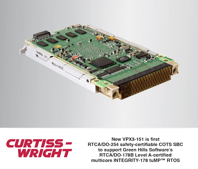 New VPX3-151 is first RTCA/DO-254 safety-certifiable COTS SBC to support Green Hills Software&rsquo;s RTCA/DO-178B Level A-certified multicore INTEGRITY-178 tuMP&trade; RTOS