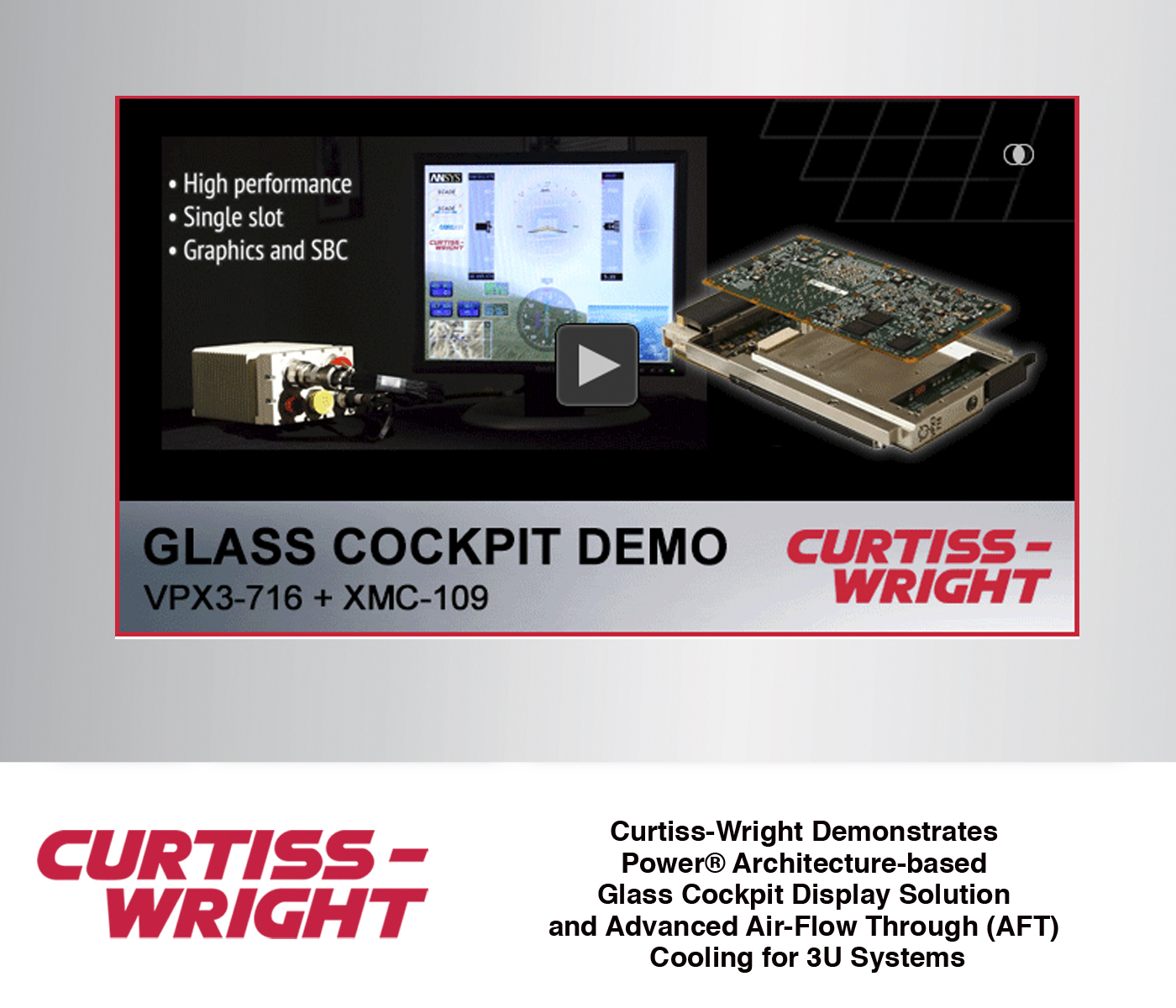 Curtiss-Wright Demonstrates Power&circledR; Architecture-based Glass Cockpit Display Solution and Advanced Air-Flow Through (AFT) Cooling for 3U Systems