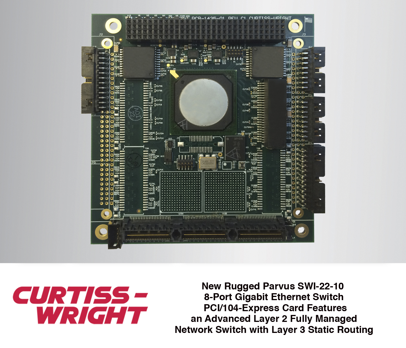 8-Port Fully Managed Switch PCI/104-Express Card Features an Advanced Layer 2 Fully Managed Network Switch with Layer 3 Static Routing