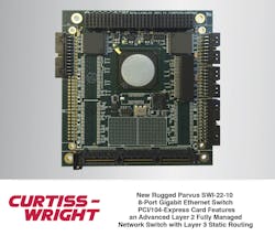 8-Port Fully Managed Switch PCI/104-Express Card Features an Advanced Layer 2 Fully Managed Network Switch with Layer 3 Static Routing 8-Port Fully Managed Switch PCI/104-Express Card Features an Advanced Layer 2 Fully Managed Network Switch with Layer 3 Static Routing