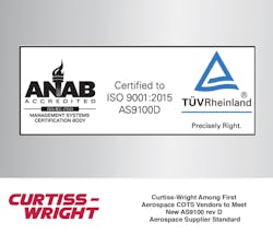 ADVANCED PROCESSES AND PROCEDURES ALREADY IN PLACE ENABLE CURTISS-WRIGHT DEFENSE SOLUTIONS FACILITIES IN ASHBURN, VA., LETCHWORTH, UK, AND OTTAWA, CANADA TO BE AMONG FIRST COMPANIES TO EARN CERTIFICATION FOR LATEST INTERNATIONAL AEROSPACE QUALITY STANDARD ADVANCED PROCESSES AND PROCEDURES ALREADY IN PLACE ENABLE CURTISS-WRIGHT DEFENSE SOLUTIONS FACILITIES IN ASHBURN, VA., LETCHWORTH, UK, AND OTTAWA, CANADA TO BE AMONG FIRST COMPANIES TO EARN CERTIFICATION FOR LATEST INTERNATIONAL AEROSPACE QUALITY STANDARD
