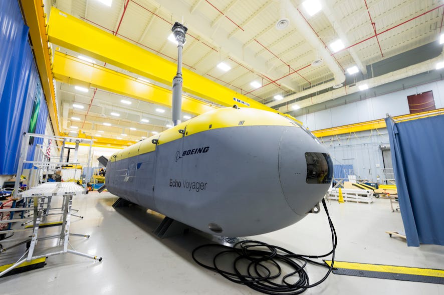 The Boeing Echo Voyager unmanned underwater vehicle is the model for the U.S. Navy extra-large unmanned underwater vehicle (XLUUV), which is developing four prototypes.
