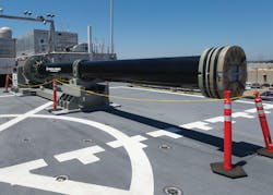 The USS Ponce conducts an operational demonstration of the Office of Naval Research (ONR)-sponsored Laser Weapon System (LaWS) while deployed to the Arabian Gulf.