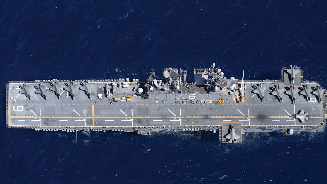 The amphibious assault ship USS America, shown above, may represent a new chapter in aircraft carrier warfare by bringing air power to small relatively inexpensive and maneuverable surface warships.
