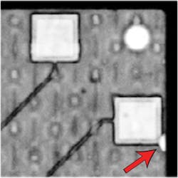 Figure 1: the acoustic image of a small portion of a Micro BGA. Figure 1: the acoustic image of a small portion of a Micro BGA.