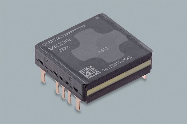 The Vicor DCM2322 ChiP family of isolated, regulated DC-DC converters for military and transportation applications like unmanned vehicles, communications, and rail.