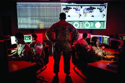 Personnel with the 175th Cyberspace Operations Group conduct cyber operations at Warfield Air National Guard Base in Middle River, Md.