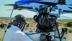 AT&amp;T technicians and civilian contractors assemble a &ldquo;Cell on Wings&rdquo; drone to provide 5G connectivity for the Advanced Battle Management Systems Onramp 2 at White Sands Missile Range, N.M.