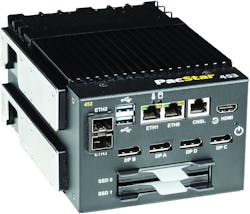 The PacStar 453 NVIDIA GPGPU enhanced server module is suitable for tactical vehicle-mounted and forward operating base virtualization and hosting needs.