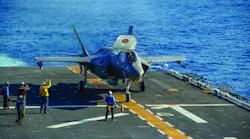 Photo (above): A Marine Corps F-35B Lightening fighter lands aboard the Wasp-class amphibious assault ship Makin Island (LHD-8) in the Indian Ocean.