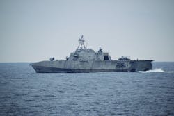 The Navy continues to build two variants of the littoral combat ship, but will divest older ships. Shown here is the Independence-variant Gabriele Giffords (LCS 10). The Navy continues to build two variants of the littoral combat ship, but will divest older ships. Shown here is the Independence-variant Gabriele Giffords (LCS 10).