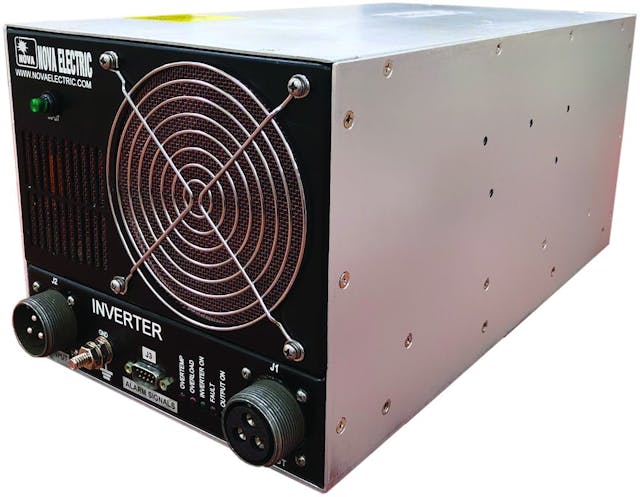 The NGL4.5K60-270 lightweight DC-AC Inverters from Nova Electric are high-reliability power sources designed for demanding applications in extreme shock, vibration, humidity, temperature, and EMI environments in compliance to RTCA/DO-160 Environmental and MIL-STD-461F EMI standards.