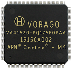 The VORAGO Technologies VA41630 is a radiation-hardened Arm Cortex-M4 microprocessor with floating point unit microcontroller with integrated 256 kilobytes of non-volatile memory NVM with HARDSIL protection from radiation and heat.