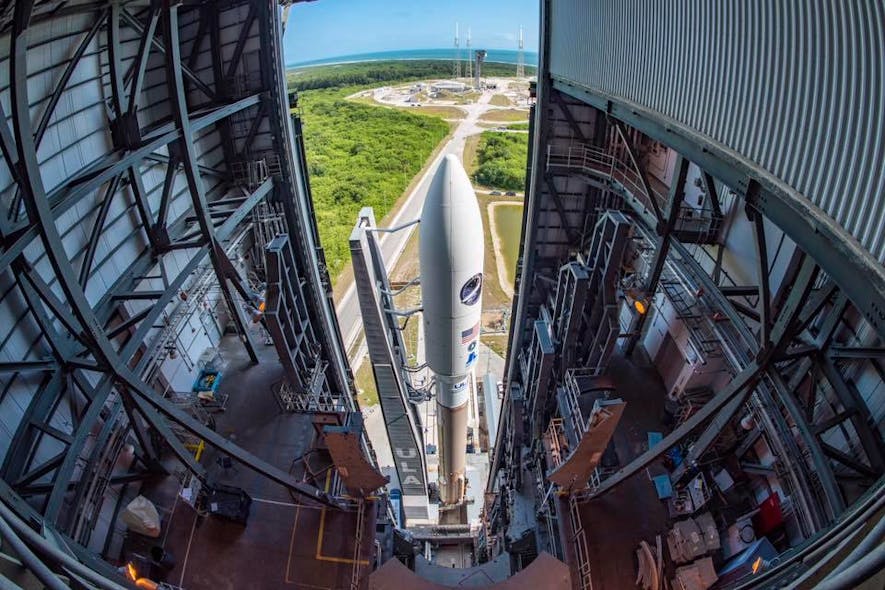 An Atlas V carrying the USSF-7 mission aboard rolls to the launch pad at Cape Canaveral Air Force Station&rsquo;s Space Launch Complex. United Launch Alliance photo