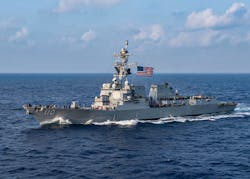 Flight II Arleigh Burke-class destroyers will receive a variant of the SPY-6 air and missile defense radar (AMDR). Shown here is the USS William P. Lawrence operating in the Pacific Ocean. Flight II Arleigh Burke-class destroyers will receive a variant of the SPY-6 air and missile defense radar (AMDR). Shown here is the USS William P. Lawrence operating in the Pacific Ocean.