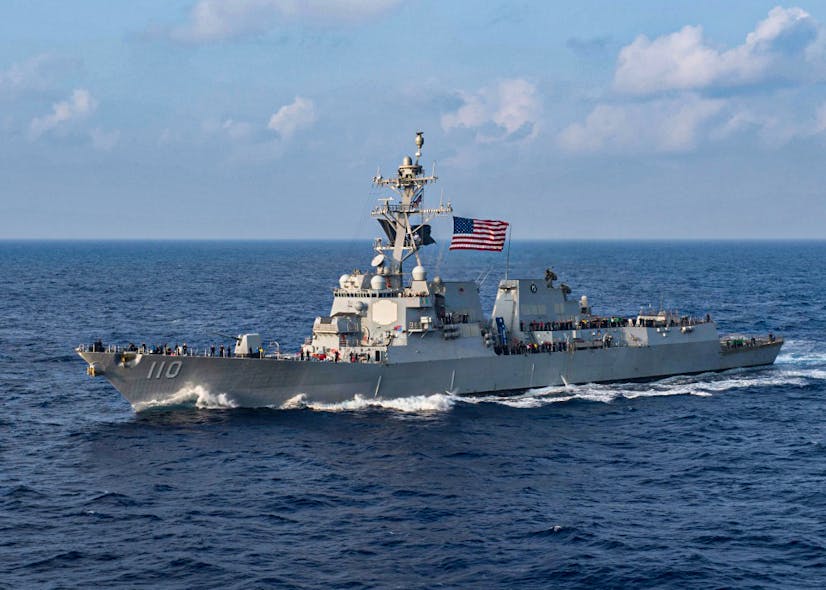 Flight II Arleigh Burke-class destroyers will receive a variant of the SPY-6 air and missile defense radar (AMDR). Shown here is the USS William P. Lawrence operating in the Pacific Ocean.