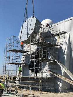Lockheed Martin and Raytheon are collaborating on the SPY-6(v) air and missile defense radar and the Aegis combat system. Shown is the radar arriving at the Lockheed Martin site in Moorestown N.J.
