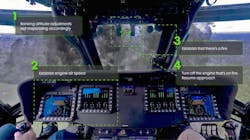 Northrop Grumman’s prototype AI assistant will help rotary pilots perform expected and unexpected tasks such as augmenting the crew’s response to an engine fire in this example. Northrop Grumman’s prototype AI assistant will help rotary pilots perform expected and unexpected tasks such as augmenting the crew’s response to an engine fire in this example.