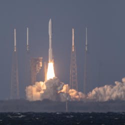 A United Launch Alliance Atlas V 541 rocket, carrying the National Oceanic and Atmospheric Administration&rsquo;s (NOAA) Geostationary Operational Environmental Satellite-T (GOES-T), lifts off from Space Launch Complex 41 at Cape Canaveral Space Force Station in Florida on March 1, 2022.