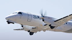 GE Aviation and BAE Systems&apos; technology will store energy and propel a SAAB 340-B similar to the aircraft pictured.